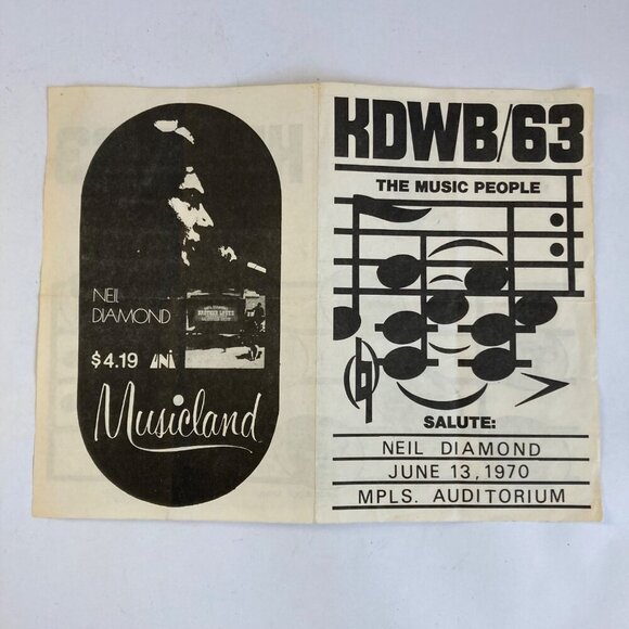 Vintage 1970 Salute Neil Diamond Concert Program Flyer Mpls Auditorium KDWB/63 - Picture 5 of 8